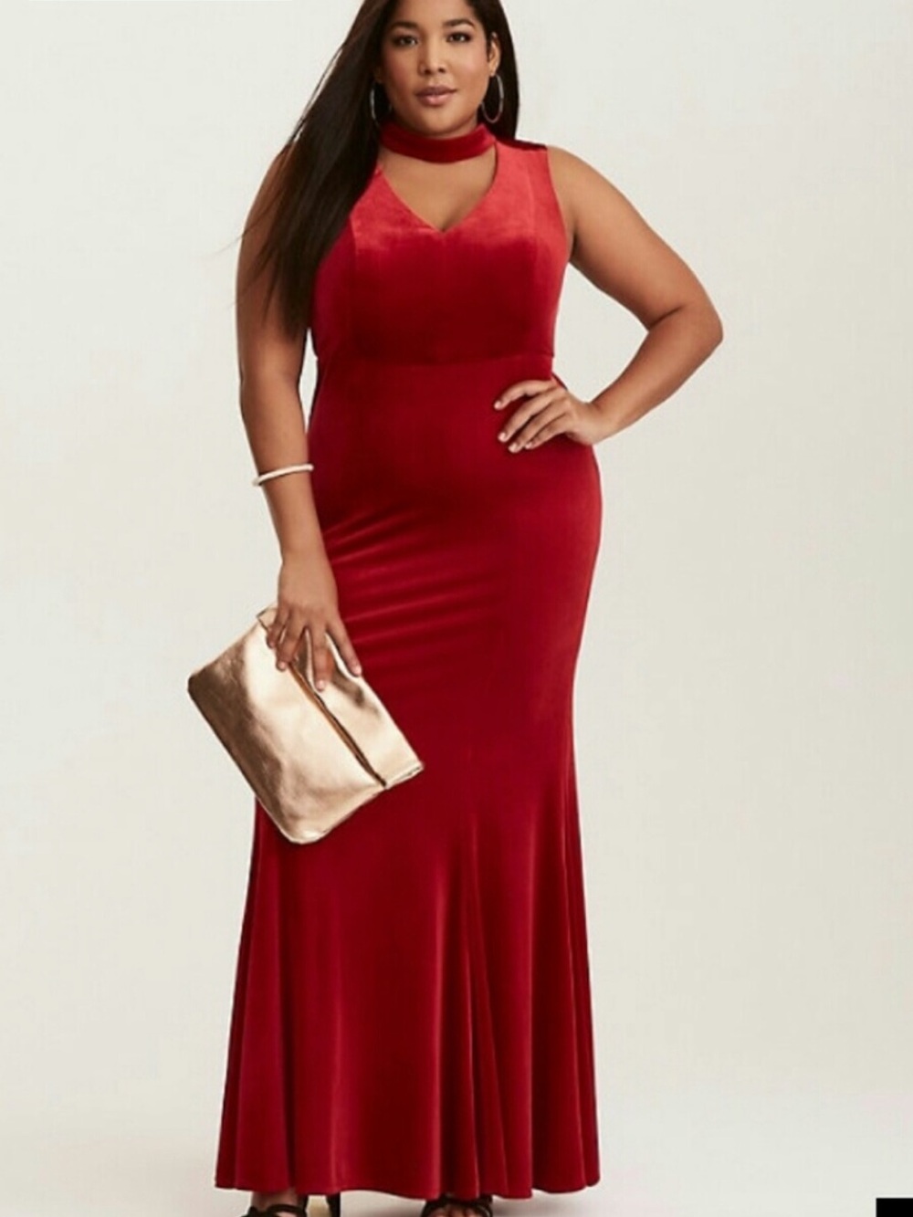 TORRID Red Velvet Cutout Mermaid Maxi Gown